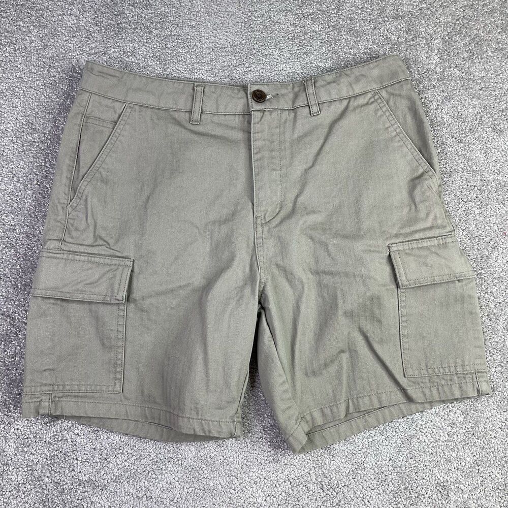 Katin Grant Cargo Shorts Men’s 32 Dark Beige 6” Inseam Herringbone Print Hiking